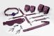 Набір Feral Feelings BDSM Kit 7 Burgundy, наручники, поножі, конектор, маска, паддл, кляп, затискачі SO8278