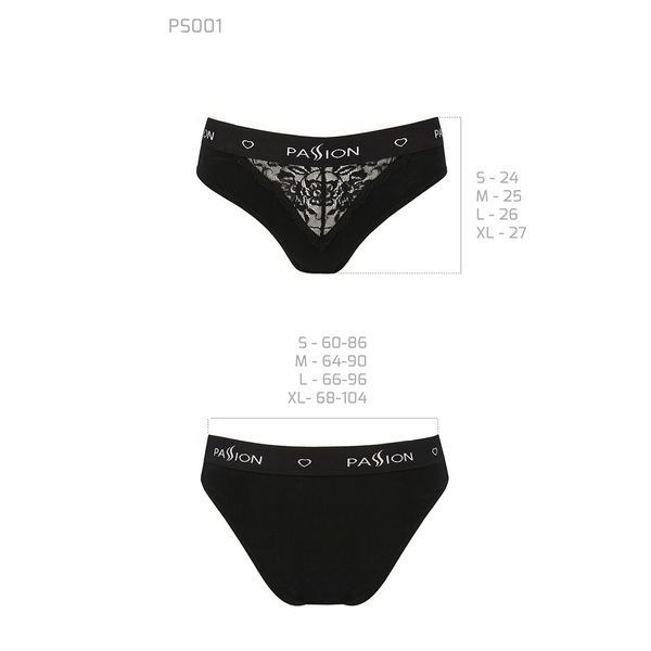 Трусики з широкою гумкою і мереживом Passion PS001 PANTIES black, size S SO4161