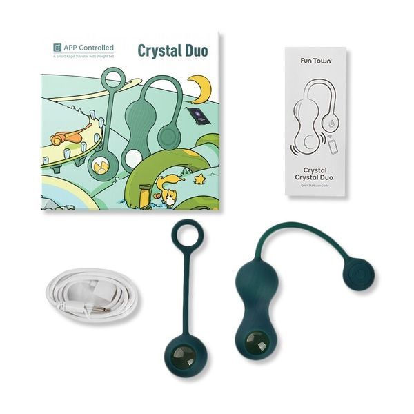 Набір вагінальних кульок Fun Town Crystal Duo, з прозорими скляними кулями SO8915