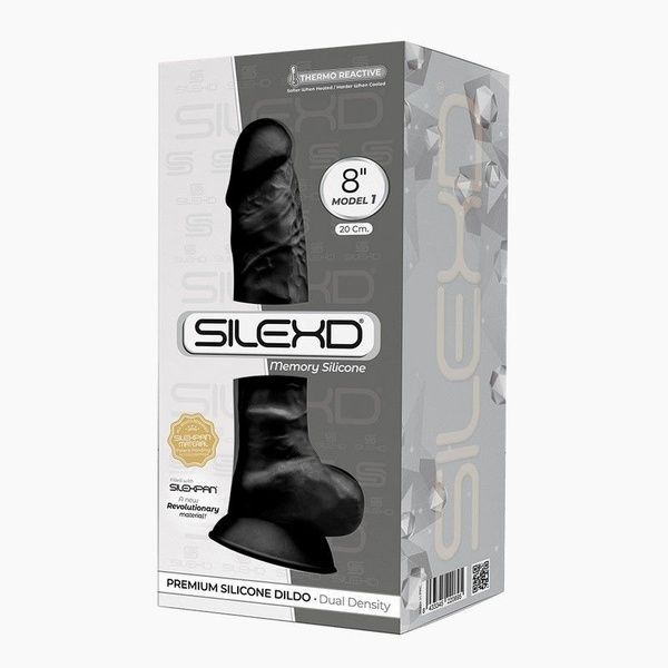 Фалоімітатор SilexD Vetus Black (MODEL 1 size 8in), двошаровий, силікон + Silexpan, діаметр 4,2см SO4471