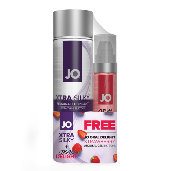 Комплект System JO GWP — Xtra Silky Silicone 120 мл & Oral Delight — Strawberry 30 мл SO8223