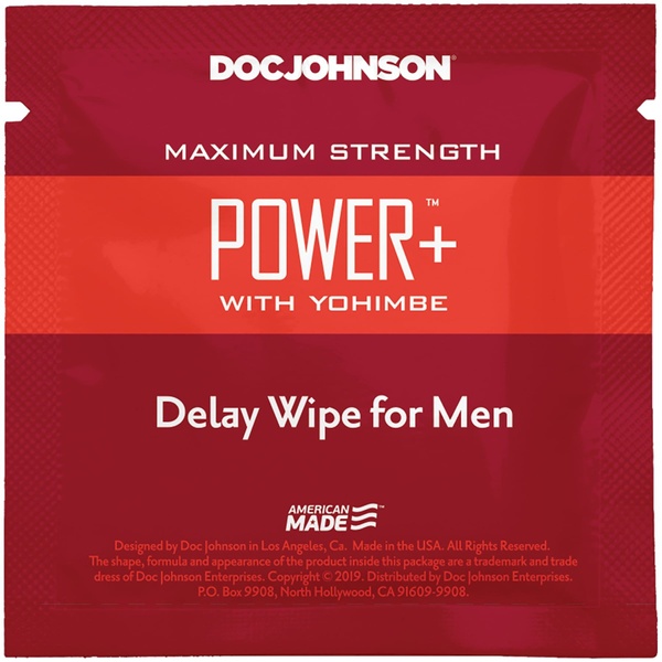 Пролонгуюча серветка Doc Johnson Power + Delay Wipe For Men з екстрактом йохимбе SO3488