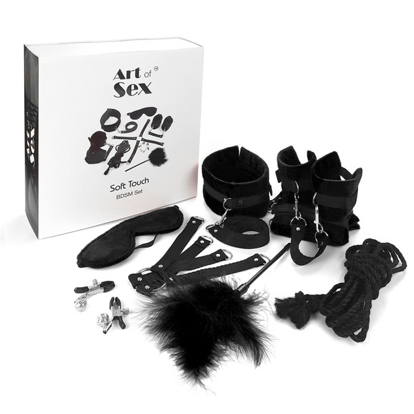 Набір БДСМ Art of Sex - Soft Touch BDSM Set, 9 предметів, Чорний SO6598