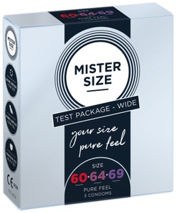 Набір презервативів Mister Size - pure feel - 60–64–69 (3 condoms), 3 розміри, товщина 0,05 мм SO8041