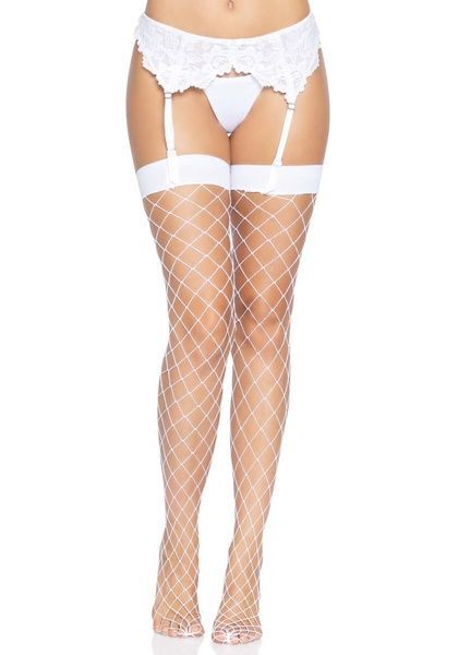 Leg Avenue Fence Net Thigh Highs OS White SO7988