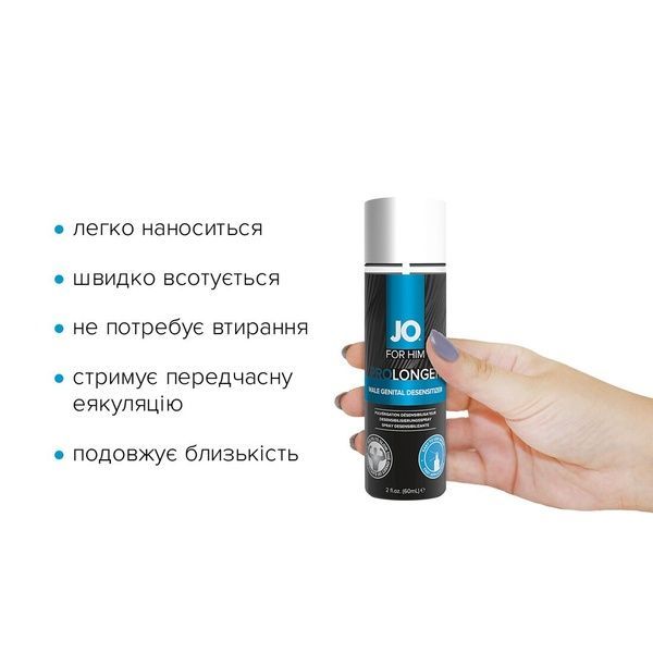 Пролонгувальний спрей System JO Prolonger Spray with Benzocaine (60 мл) не містить мінеральних масел SO1832