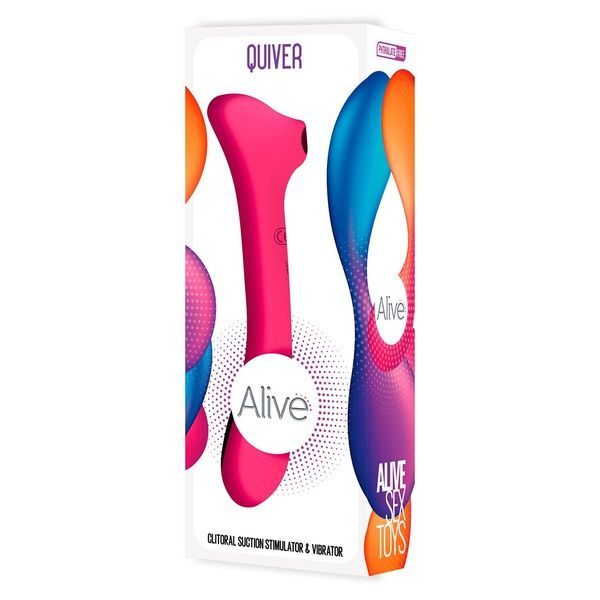 Вібратор та вакуумний кліторальний стимулятор 2-в-1 Alive Quiver Magenta Pink оновлена ​​модель SO6017