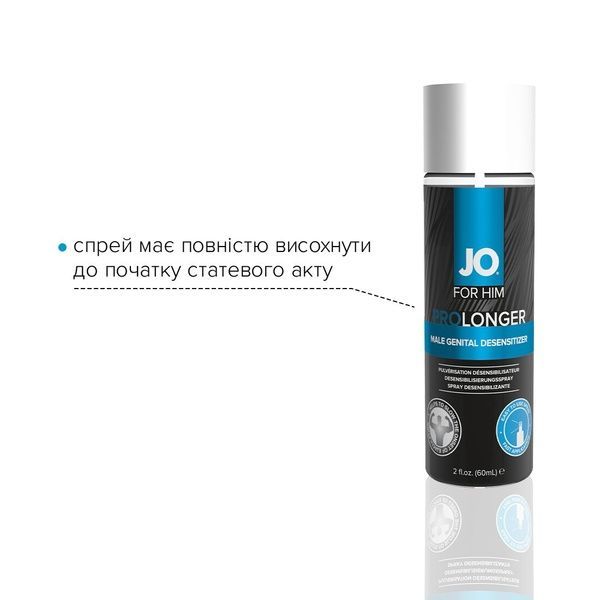 Пролонгувальний спрей System JO Prolonger Spray with Benzocaine (60 мл) не містить мінеральних масел SO1832