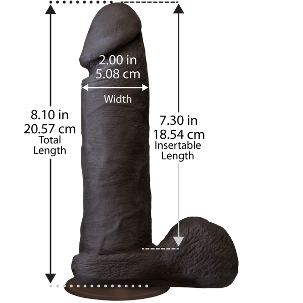 Фалоімітатор Doc Johnson The Realistic Cock 8 inch Black - ULTRASKYN, Vack-U-Lock, діаметр 5,1 см SO1974