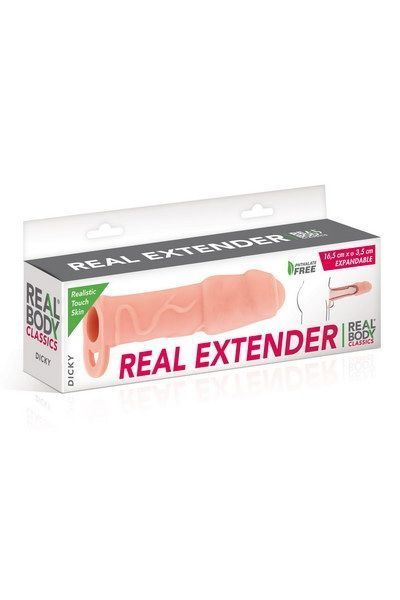 Насадка на член Real Body &mdash; Real Extender DICKY із закритою головкою та кільцем для мошонки SO3716