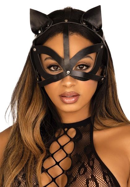 Leg Avenue Vegan leather studded catmask Black SO8573