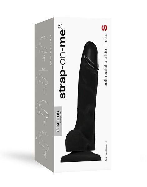 Реалістичний фалоімітатор Strap-On-Me SOFT REALISTIC DILDO Black - Size S SO4517