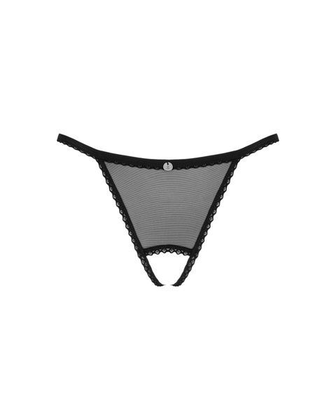 Прозорі стрінги з доступом Obsessive Celia Noir crotchless thong XL/2XL SO7873