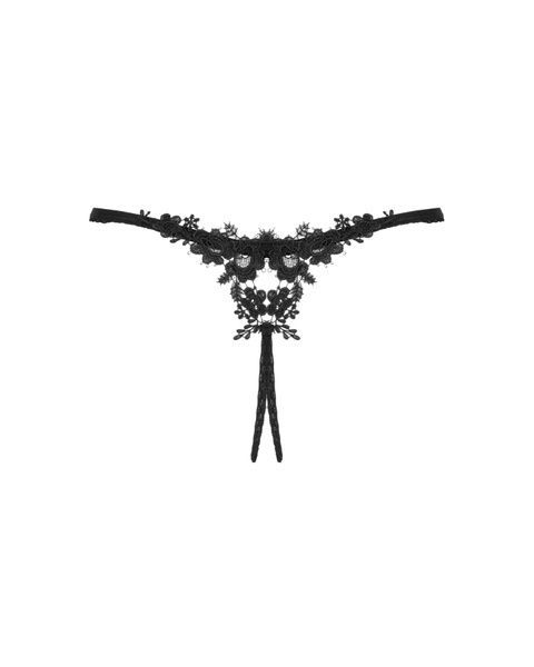 Прозорі стрінги з доступом Obsessive Celia Noir crotchless thong XL/2XL SO7873