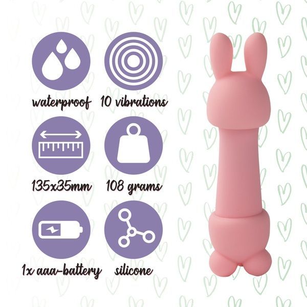 Міні-вібратор FeelzToys Mister Bunny Pink з двома насадками SO4437