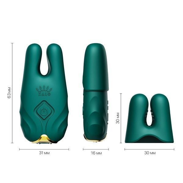 Смарт-вібратор для грудей Zalo - Nave Turquoise Green, пульт ДК, робота через додаток SO7488