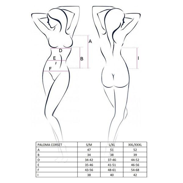 Корсет-сорочка з пажами PALOMA CORSET white L/XL- Passion, трусики, напівпрозорий EL13301