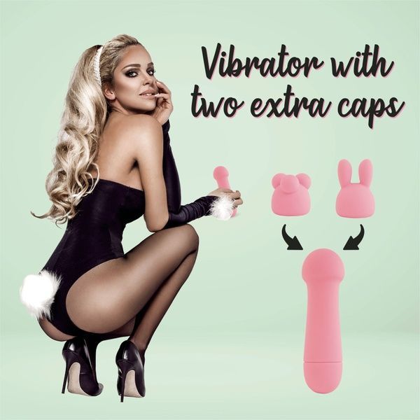 Міні-вібратор FeelzToys Mister Bunny Pink з двома насадками SO4437
