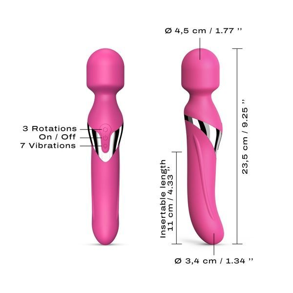 Вібромасажер 2-в-1 Dorcel Dual Orgasms Magent класичний масажер і вібратор з перловим масажем SO3090