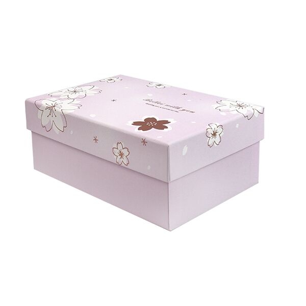 Подарункова коробка з квітами рожева, S - 22.5х15.5х9 см SO5481