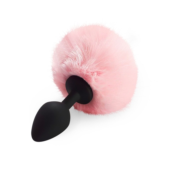 Силіконова анальна пробка М Art of Sex - Silicone Bunny Tails Butt plug, колір Рожевий, діаметр 3,5 см SO6693