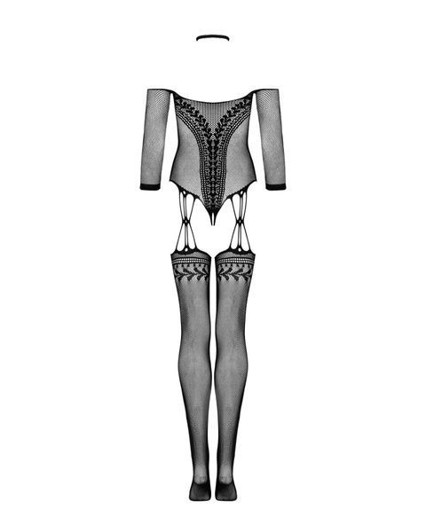 Нейлоновый бодистокинг с имитацией чулок Obsessive Bodystocking G333 S/M/L, black, с доступом SO7699 фото