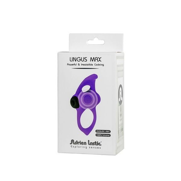 Ерекційне віброкільце Adrien Lastic Lingus MAX Violet з язичком для стимуляції клітора AD30723