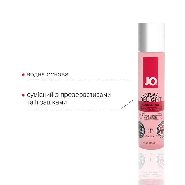 Гель для оральных ласк JO Oral Delight &mdash; Strawberry Sensation (30 мл), эффект холод-тепло SO1496 фото