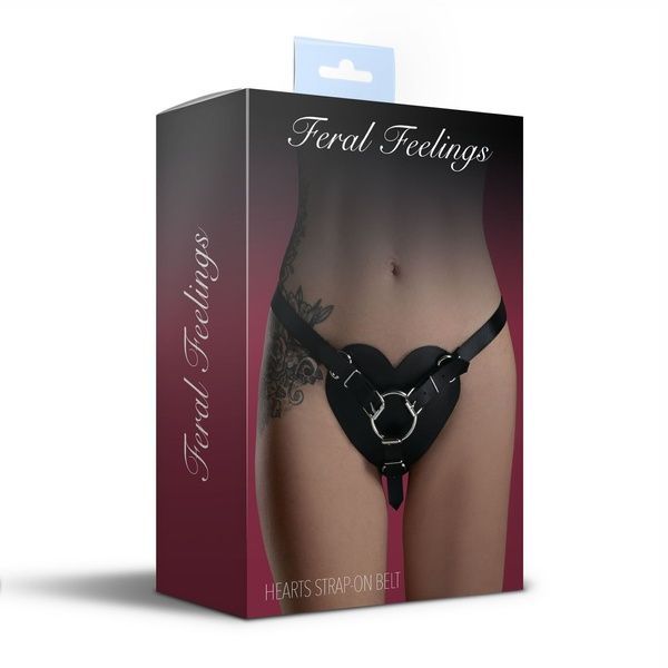 Трусики Серце для страпону з натуральної шкіри Feral Feelings - Hearts Strap-on Belt Red SO9417