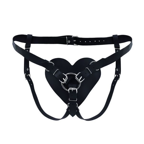 Трусики Серце для страпону з натуральної шкіри Feral Feelings - Hearts Strap-on Belt Red SO9417