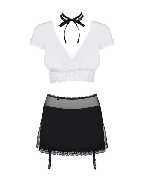 Еротичний костюм секретарки Obsessive Secretary suit 5pcs black S/M, чорно-білий SO7306