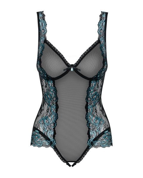 Сітчасте боді на кісточках Obsessive Amanta teddy S/M, чорне, з доступом SO7198