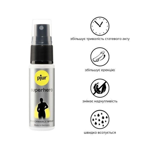 Пролонгувальний спрей pjur Superhero Spray 20 мл, всотується в шкіру, натуральні компоненти PJ10450
