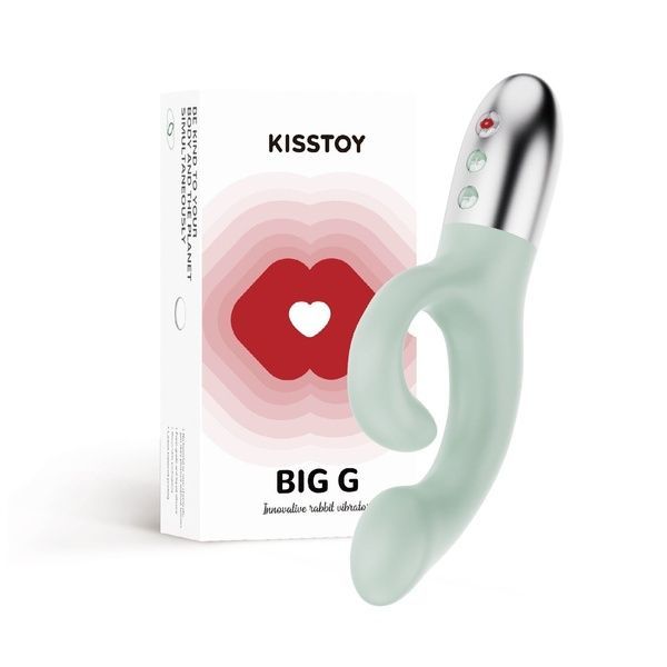 Вибратор-кролик для точки G KISTOY Big G Green, изогнутый отросток, автоматический подогрев SO9991 фото
