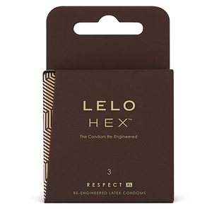 Презервативи LELO HEX Condoms Respect XL 3 Pack, тонкі та суперміцні, збільшений розмір SO8132
