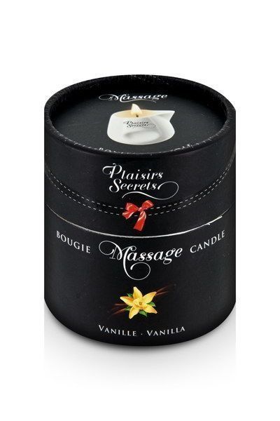 Масажна свічка Plaisirs Secrets Vanilla (80 мл) подарункове пакування, керамічний посуд SO1844