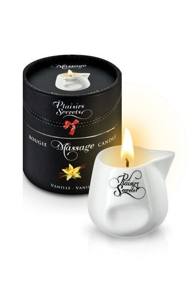 Масажна свічка Plaisirs Secrets Vanilla (80 мл) подарункове пакування, керамічний посуд SO1844