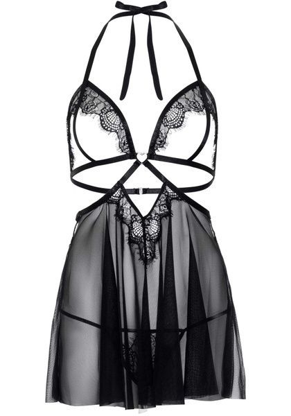 Пеньюар Leg Avenue Lace and mesh babydoll & panty Black L SO9163