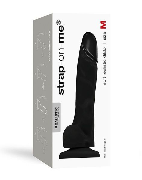 Реалістичний фалоімітатор Strap-On-Me SOFT REALISTIC DILDO Black - Size M SO4520
