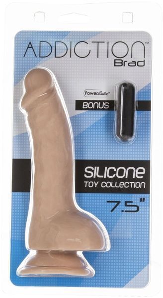 Изогнутый фаллоимитатор на присоске ADDICTION &mdash; BRAD 7,5&Prime; Dildo With Balls, Beige SO5584 фото