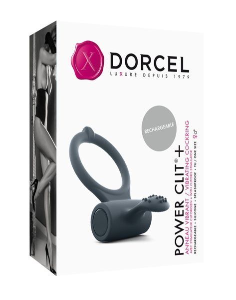 Ерекційне кільце Dorcel Power Clit Plus з вібрацією, перезаряджається, з язичком та щіточкою SO1417