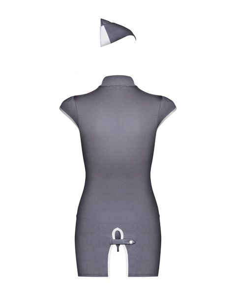 Еротичний костюм стюардеси Obsessive Stewardess 3 pcs costume grey S/M, сірий SO7308