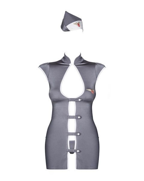 Еротичний костюм стюардеси Obsessive Stewardess 3 pcs costume grey S/M, сірий SO7308