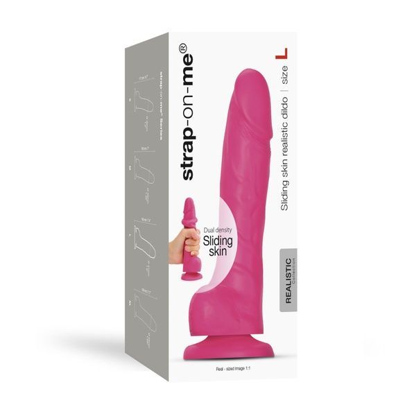 Реалістичний фалоімітатор Strap-On-Me Sliding Skin Realistic Dildo Fuchsia - L, ефект рухливої шкіри SO6257