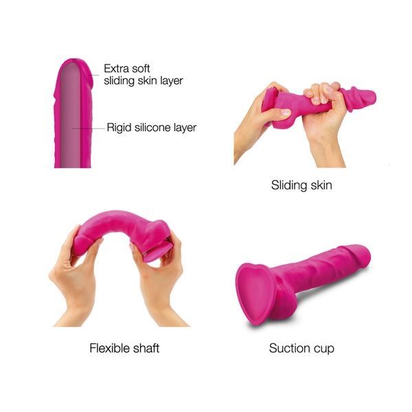 Реалістичний фалоімітатор Strap-On-Me Sliding Skin Realistic Dildo Fuchsia - L, ефект рухливої шкіри SO6257