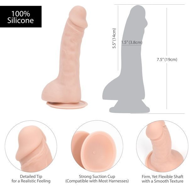 Изогнутый фаллоимитатор на присоске ADDICTION &mdash; BRAD 7,5&Prime; Dildo With Balls, Beige SO5584 фото