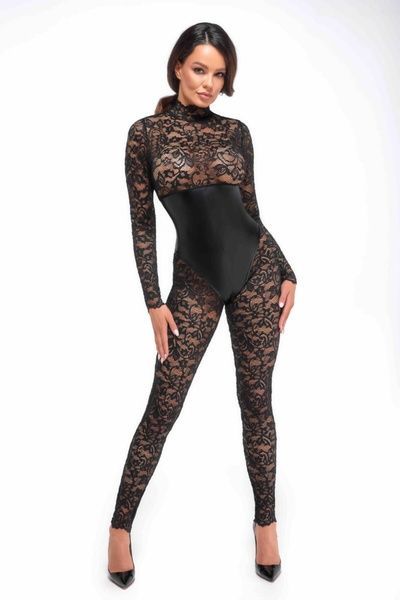 Комбінезон Noir Handmade F299 Enigma lace catsuit with underbust bodice - S SX0231