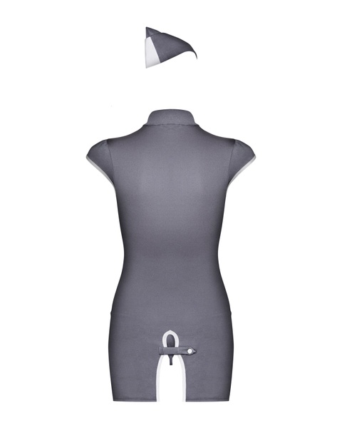 Еротичний костюм стюардеси Obsessive Stewardess 3 pcs costume grey L/XL, сірий SO7309