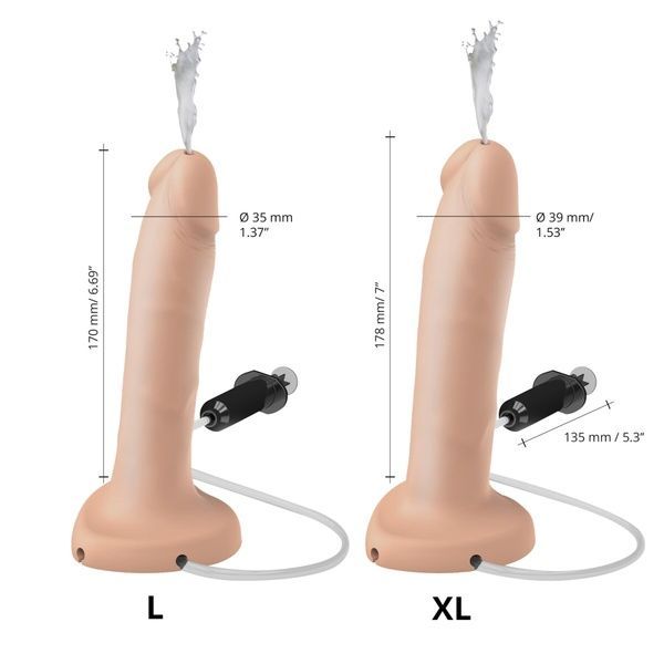 Фалоімітатор, що кінчає Strap-On-Me Squirting Cum Dildo Realistic Black, діам. 3,9 см, силікон SO9014