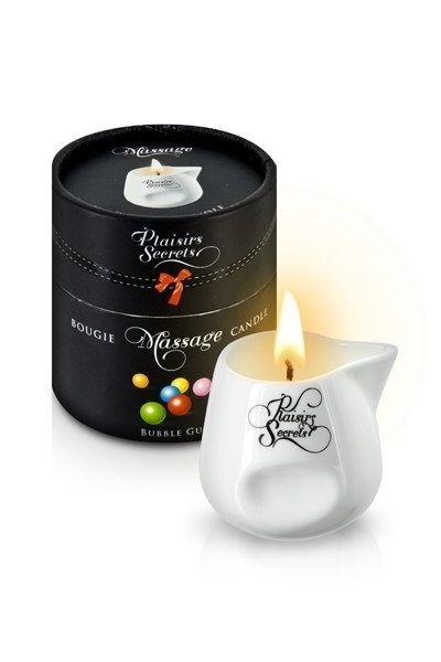 Масажна свічка Plaisirs Secrets Bubble Gum (80 мл) подарункова упаковка, керамічний посуд SO1847